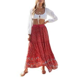 MSRP $59 NWOT ZESICA Bohemian Floral Print A-line Long Skirt with Pockets Size S